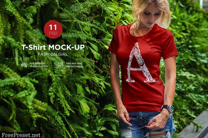 T-Shirt Mock-Up Fashion Girl AHT3GZ