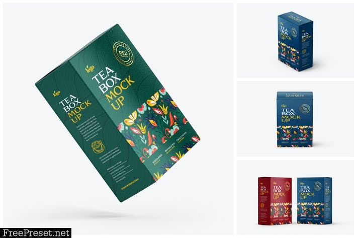 Tea Box Packaging Mockup Set