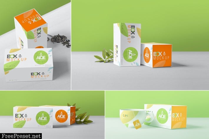 Tea Packaging Box Mockups 3CW6M9Z