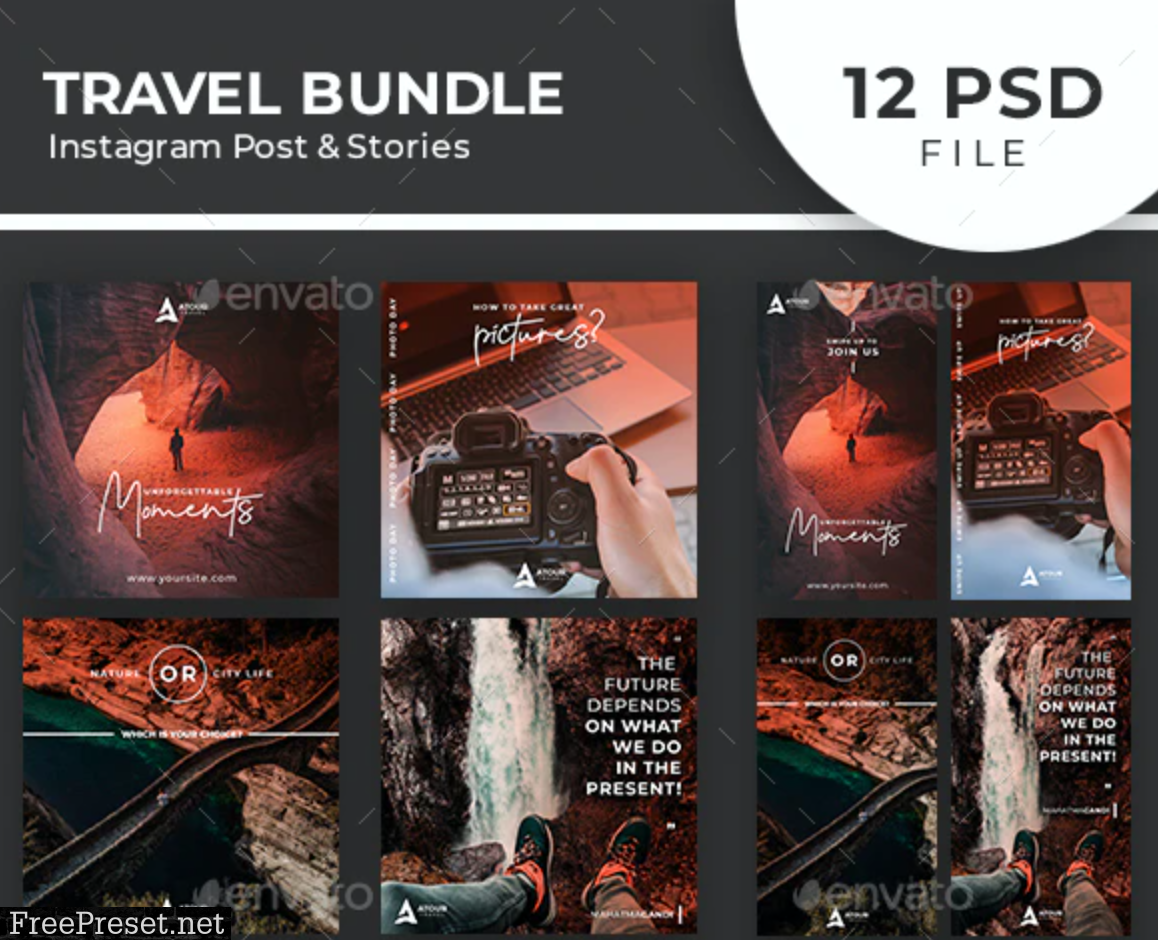 Travel Instagram Post & Stories Bundle 24374518