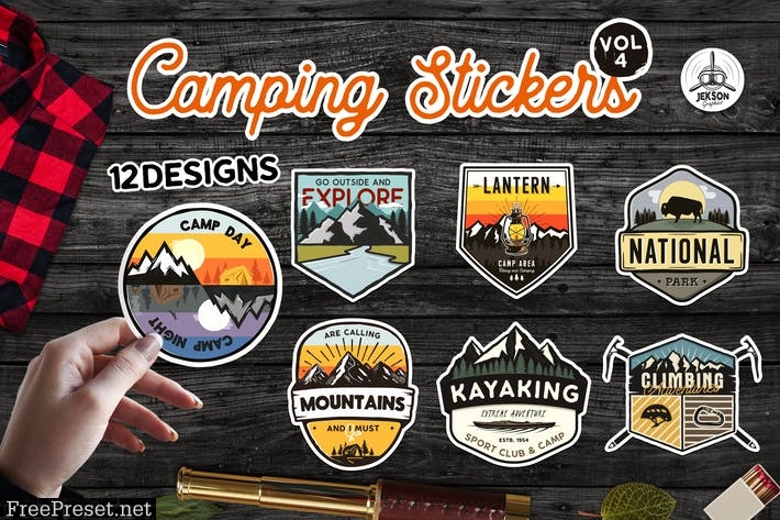 Travel Stickers Bundle Vector Hiking Emblems Vol4 3BS4TNJ