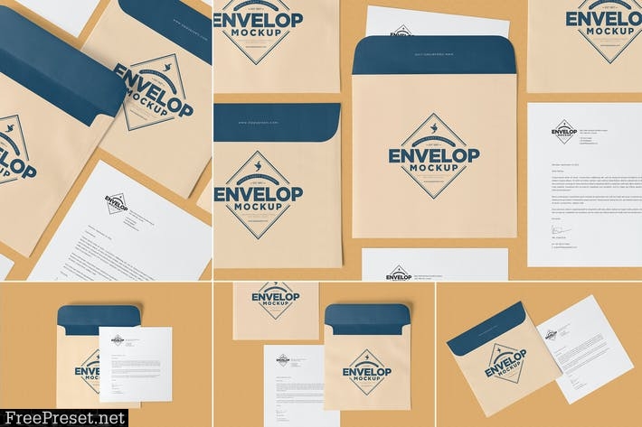 Unique Square Shaped Envelope Mockups