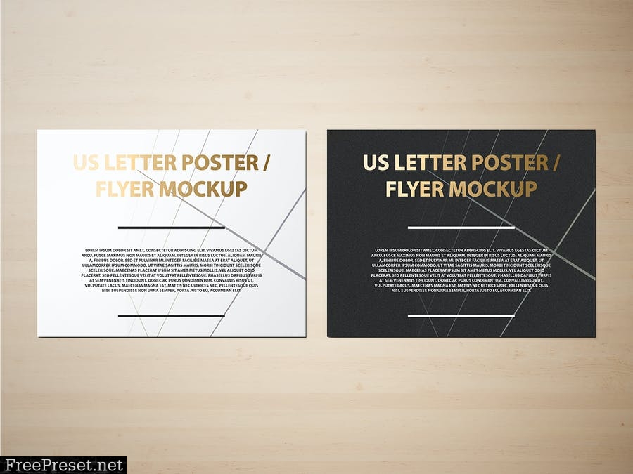 US Letter Landscape Flyer / Poster Mockup