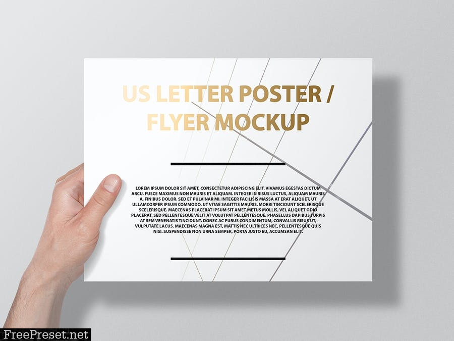 US Letter Landscape Flyer / Poster Mockup