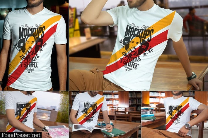 V-Neck T-Shirt Mockups AG74G5