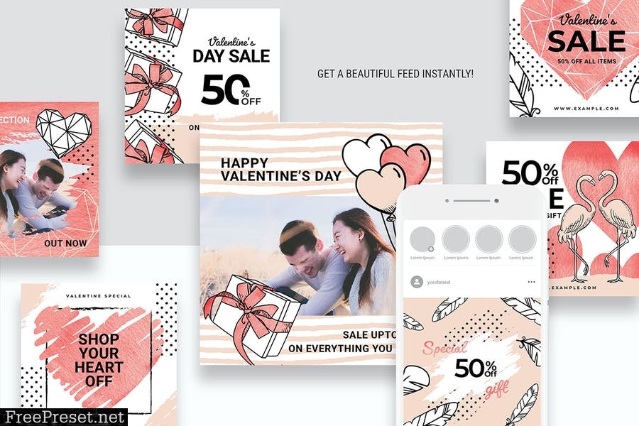 Valentine's Day Instagram Templates 5EQ3W9Q