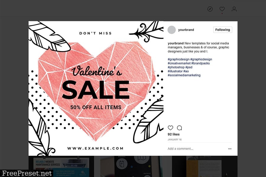 Valentine's Day Instagram Templates 5EQ3W9Q