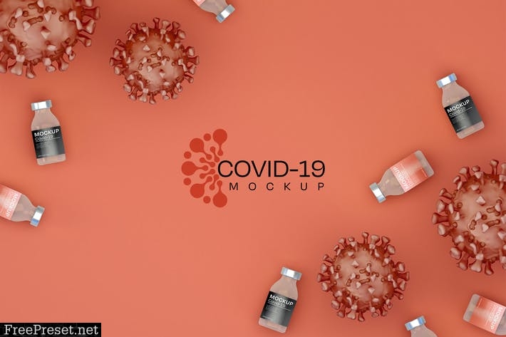 Virus with Pill Bottle Packaging Mockup B9N38TJ