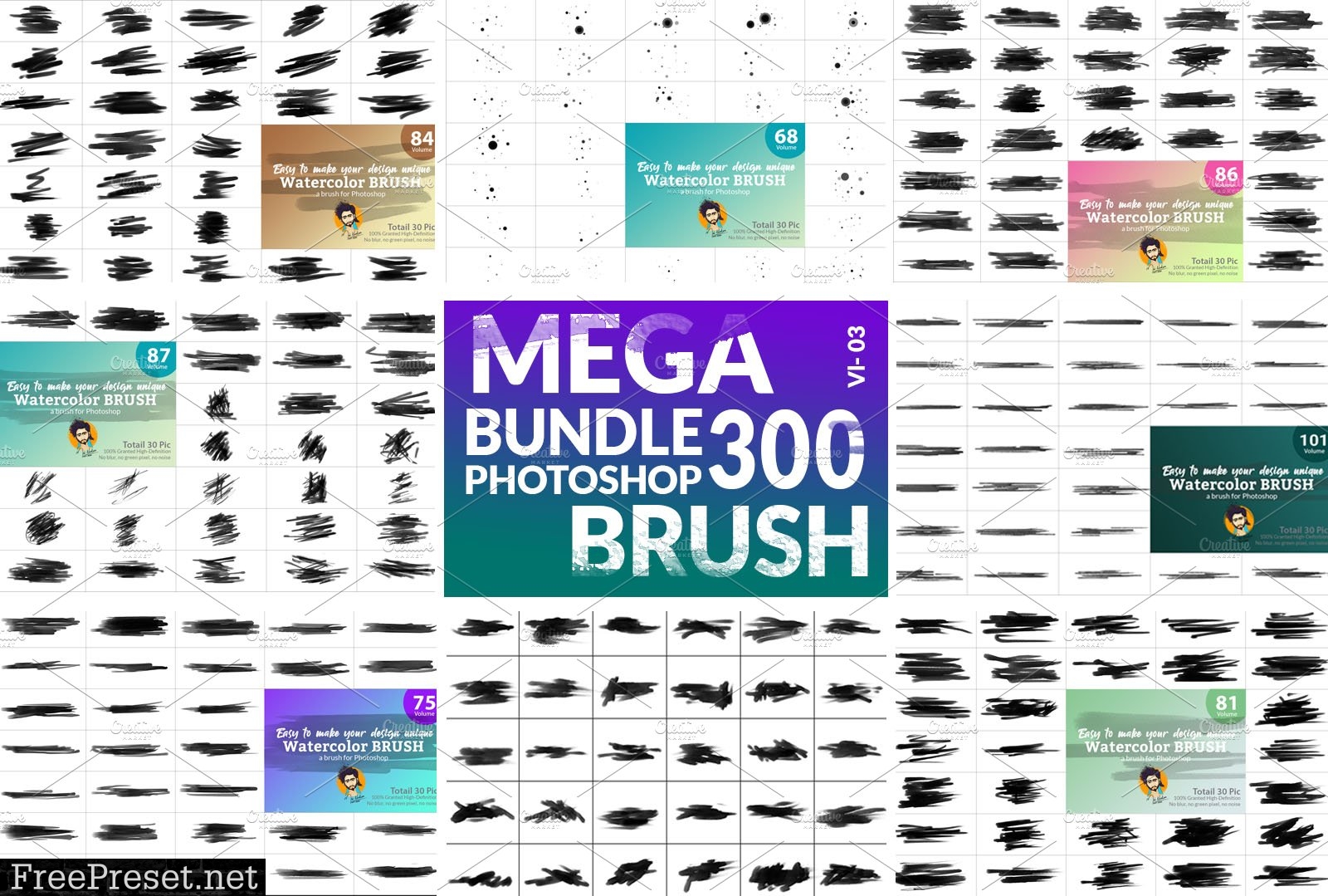 Watercolor Brush Bundle Vl 03 5746829