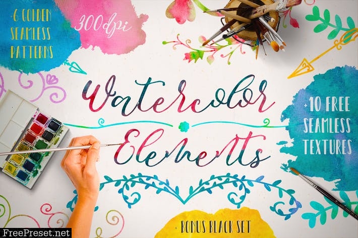Watercolor Elements + Free Textures  BVDSTH