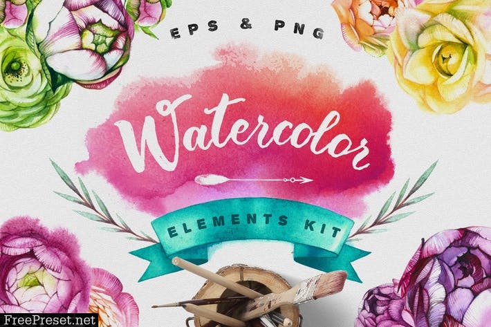 Watercolor Flowers W2PQTK