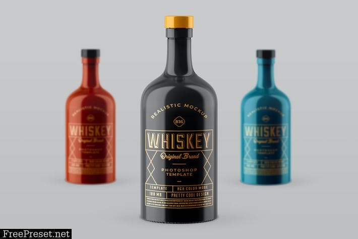 Whiskey Bottle Mock-up Template