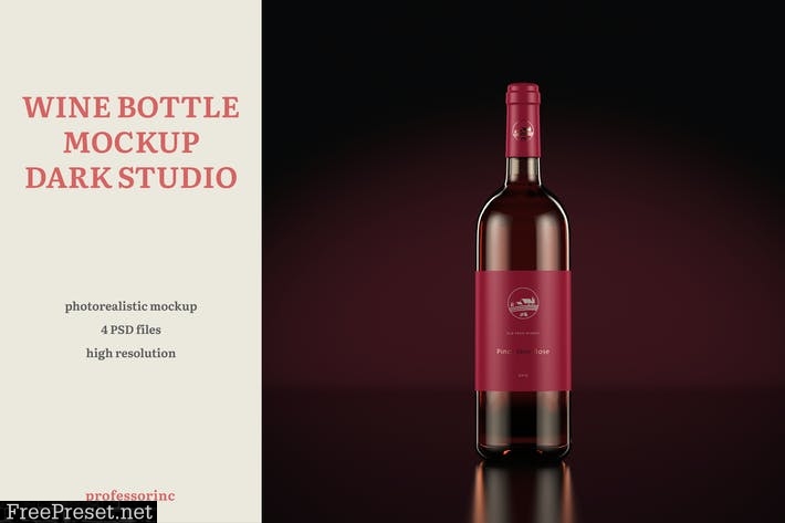 Wine Bottle Mockup — Dark Studio