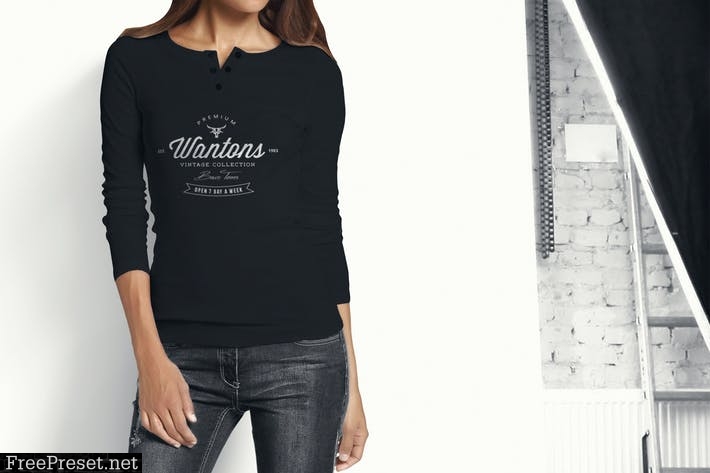 Woman Longsleeve Shirt Mock-up KRF24Q