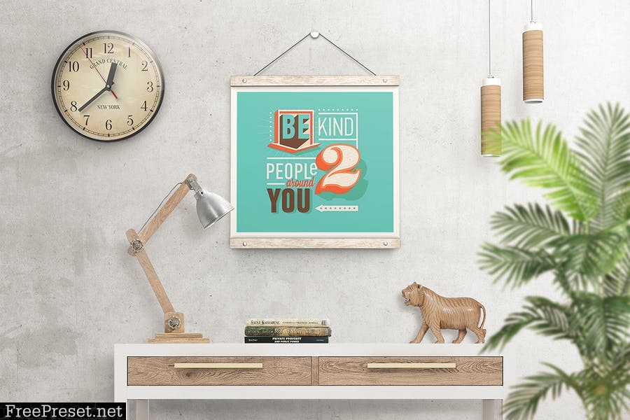 Wooden Poster Hanger Mockup KUHLBL