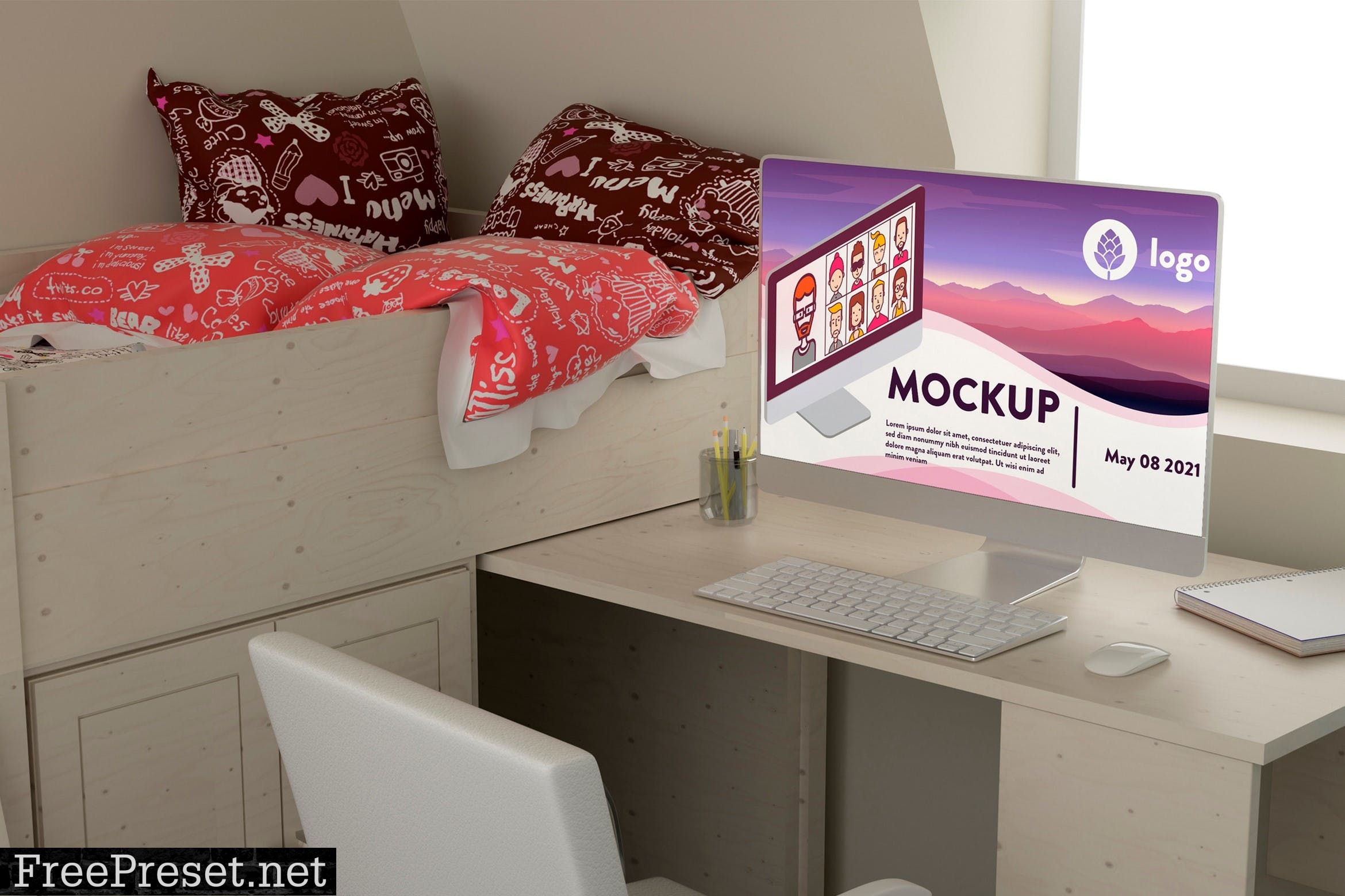 Youth Room with Computer Mockup HV849J7