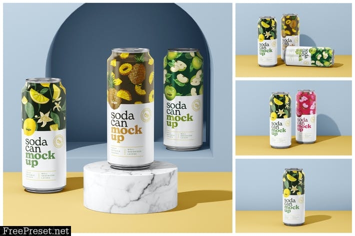 500ML Soda Can Mockup Set