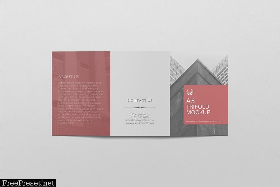 A5 Trifold Mockup NWXCTXM