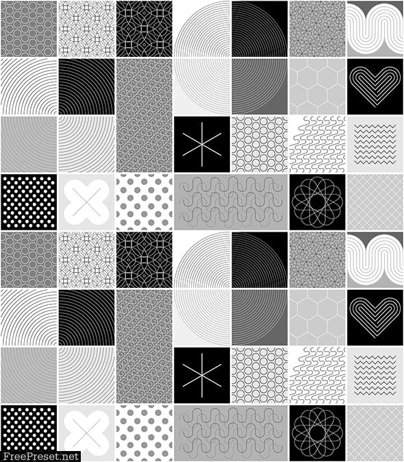 Abstract Monochrome Geometric Seamless Pattern VUK4JGE