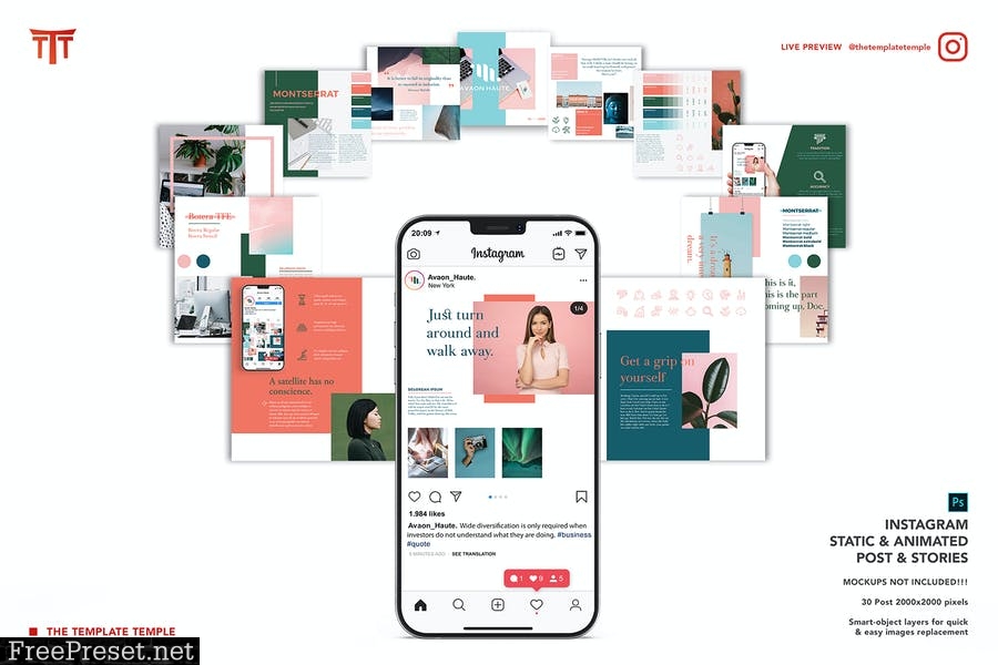 Animated Instagram Post & Stories Templates Y4B6QD3