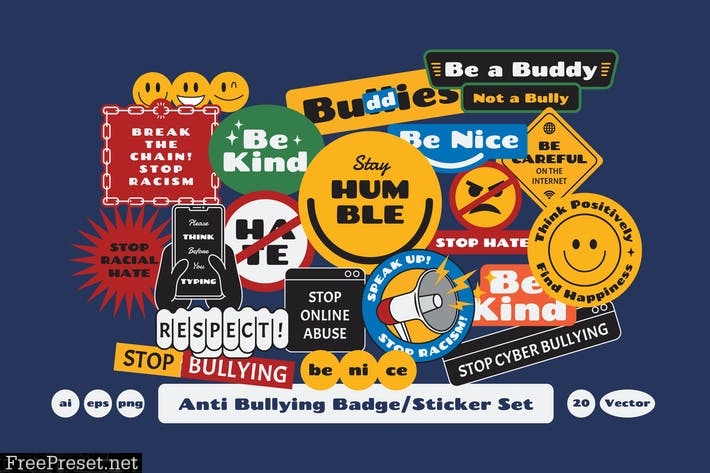 Anti Bullying Badge Sticker 6ZR4M6H