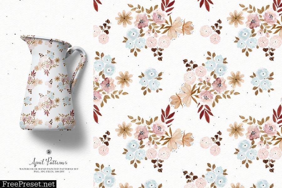 April Patterns - watercolor patterns set DZHBBQH