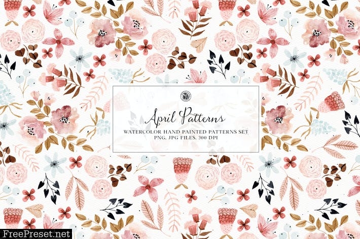 April Patterns - watercolor patterns set DZHBBQH