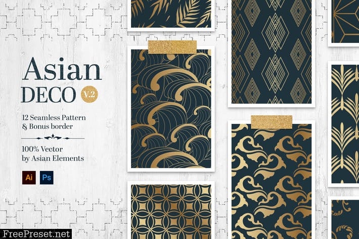 Asian Deco Vol.2 : Seamless Art Deco Pattern FLGNRM6