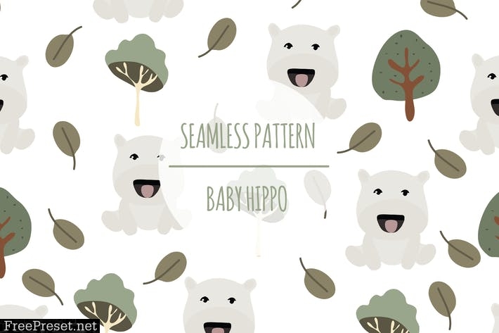 Baby Hippo – Seamless Pattern NDE9QPK