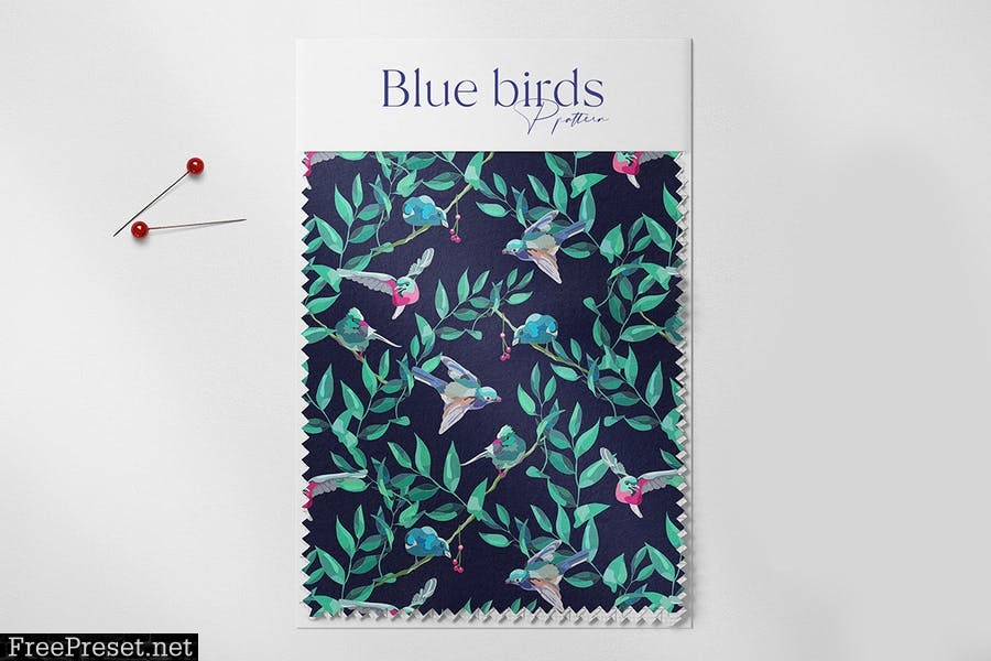 Blue Birds Seamless Pattern Design H43CN6X