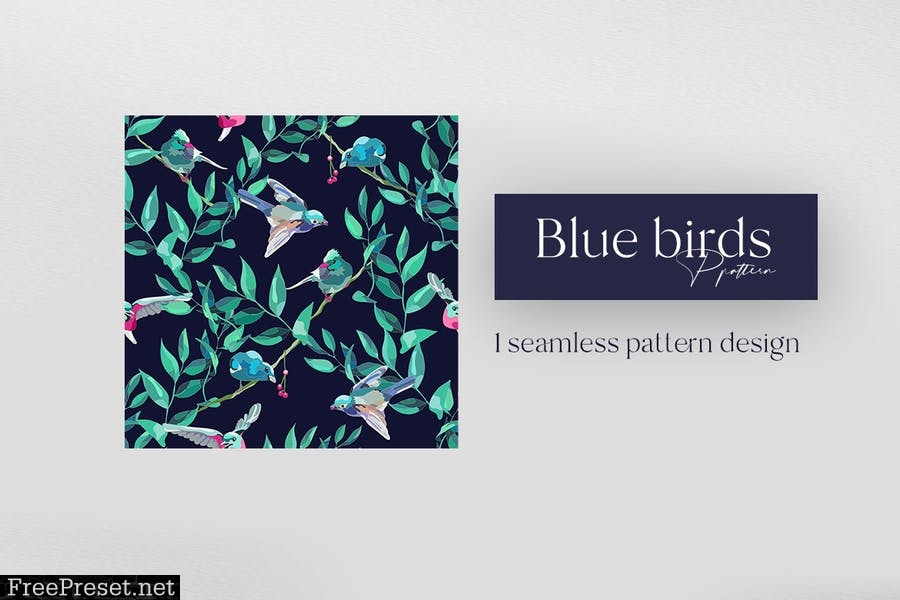 Blue Birds Seamless Pattern Design H43CN6X