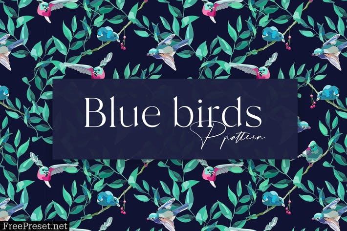 Blue Birds Seamless Pattern Design H43CN6X