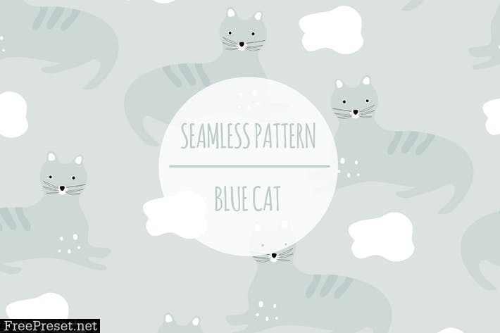 Blue Cat – Seamless Pattern N5L34VS