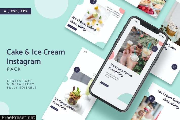 Cake & Ice Cream Instagram Stories & Post Pack ZDKC5FZ