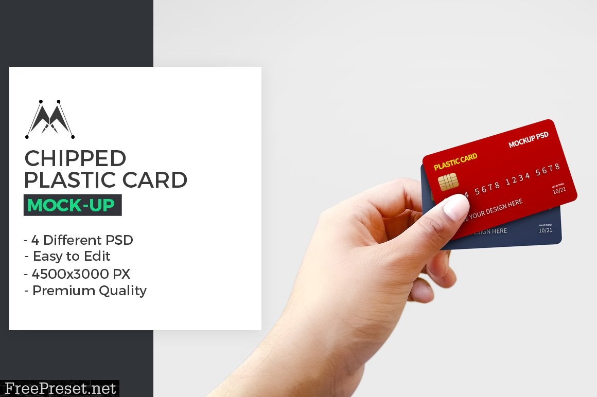 Chipped Plastic Card in Hand Mockup 5946311