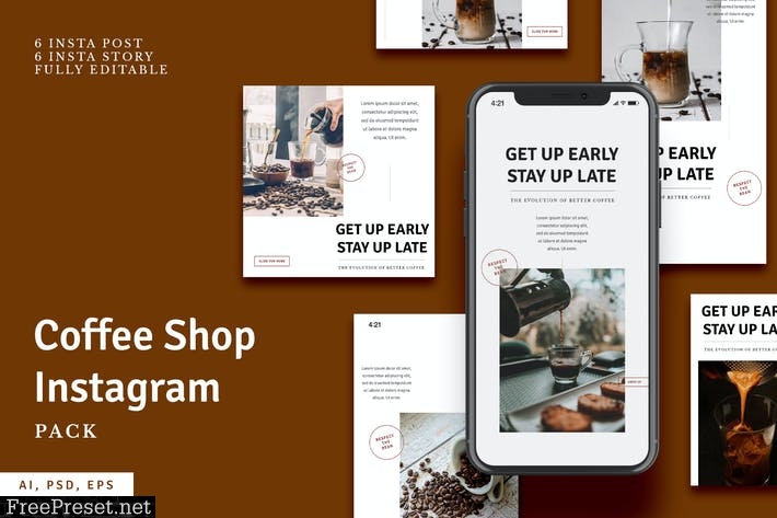 Coffee Shop Instagram Stories & Post Pack JTMJBHB