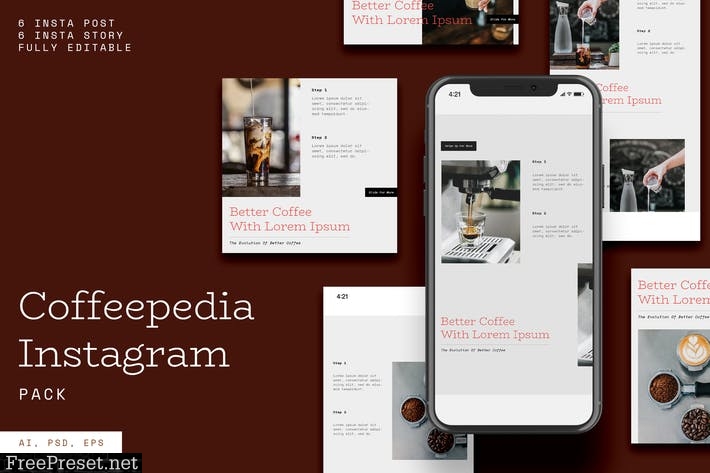 Coffeepedia Instagram Stories & Post Pack K49SVU8