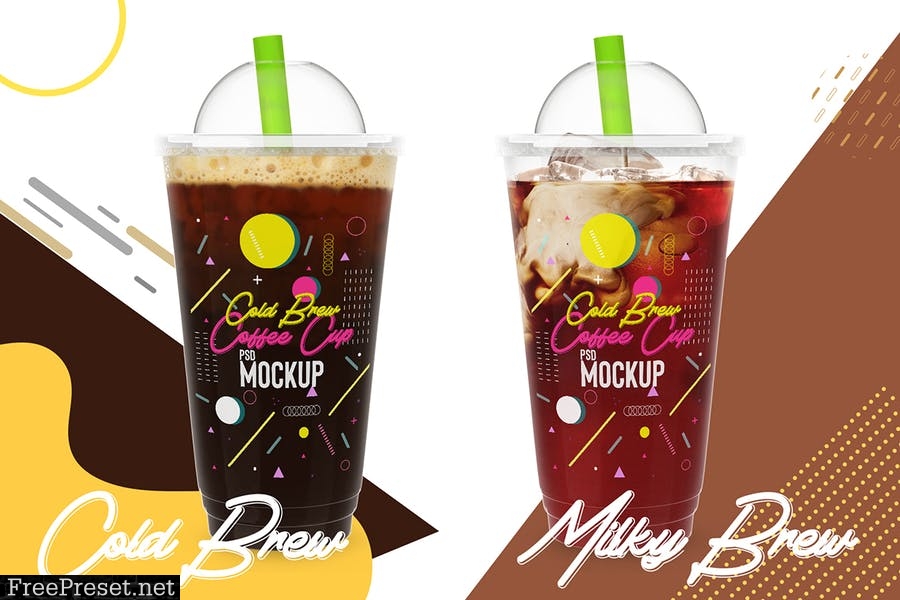 Cold Drink Plastic Cup Packaging PSD Mockup F6Z4PQ5