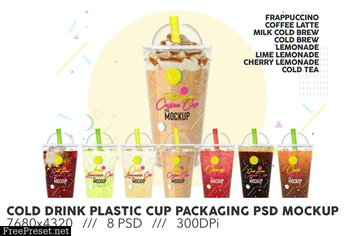 Cold Drink Plastic Cup Packaging PSD Mockup F6Z4PQ5