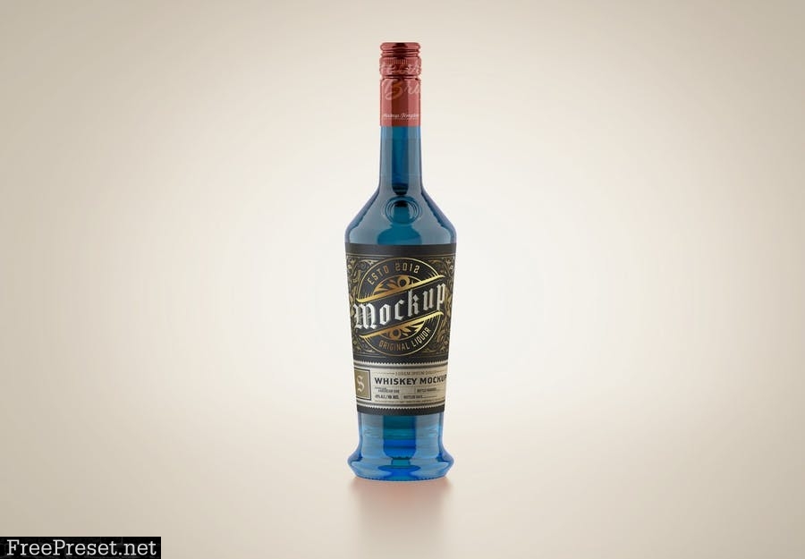 Colorfull Liquor Glass Bottle Mockup T7GX6U8