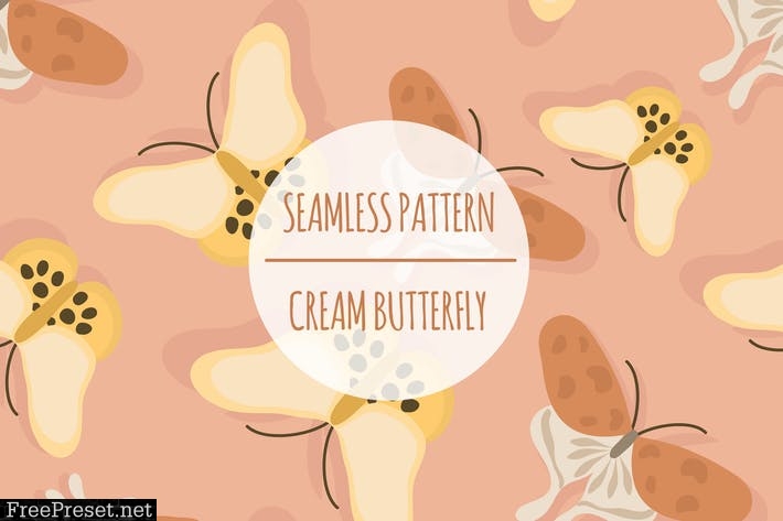 Cream Butterfly – Seamless Pattern 9MQZJKU