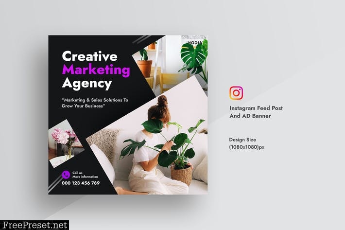 Creative Agency Instagram Feed Post & AD Banner 6F79AME