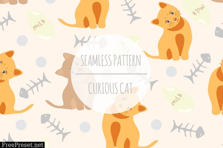 Curious Cat – Seamless Pattern 3FZTMF8