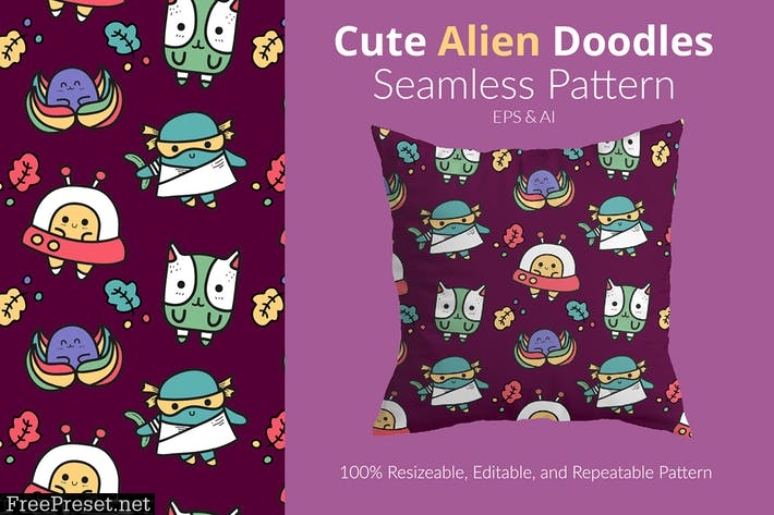 Cute Alien Doodle Pattern YYJ5DAJ