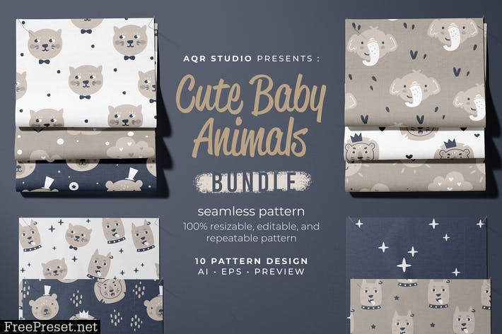 Cute Baby Animals - Seamless Pattern L78FWTL