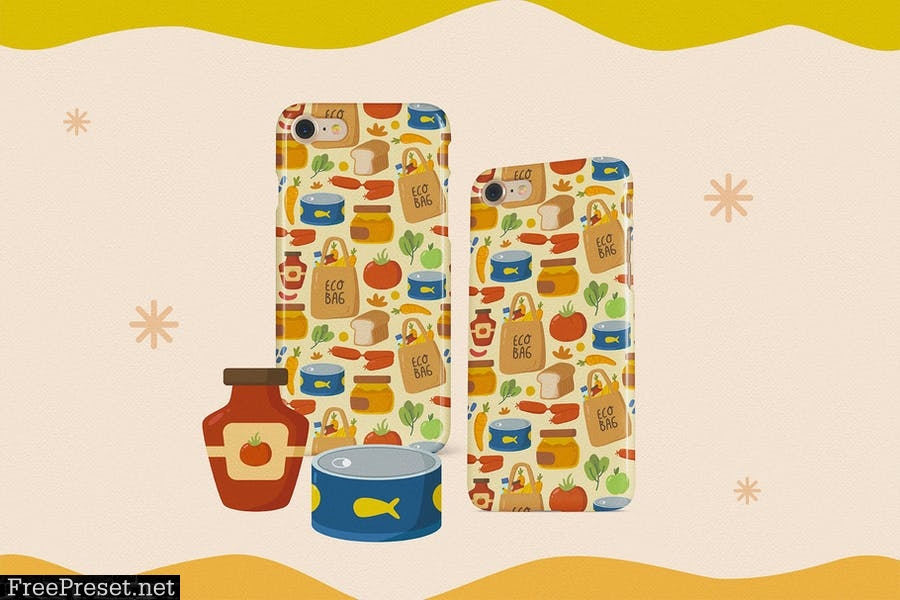 Cute Daily Groceries Seamless Patterns X8NY495