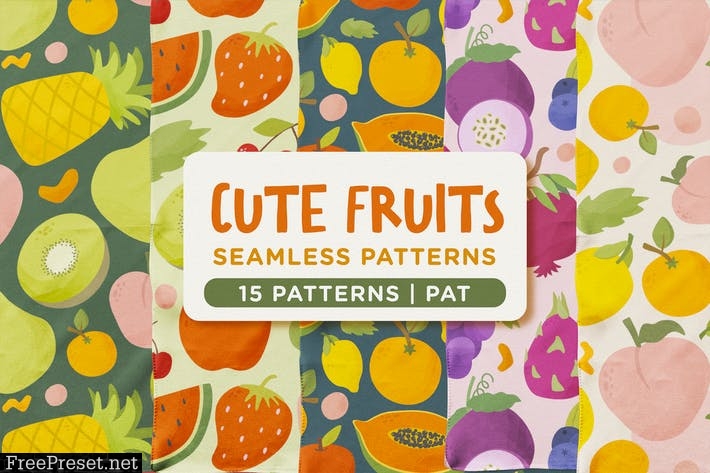 Cute Fresh Fruits Seamless Patterns 8426H33