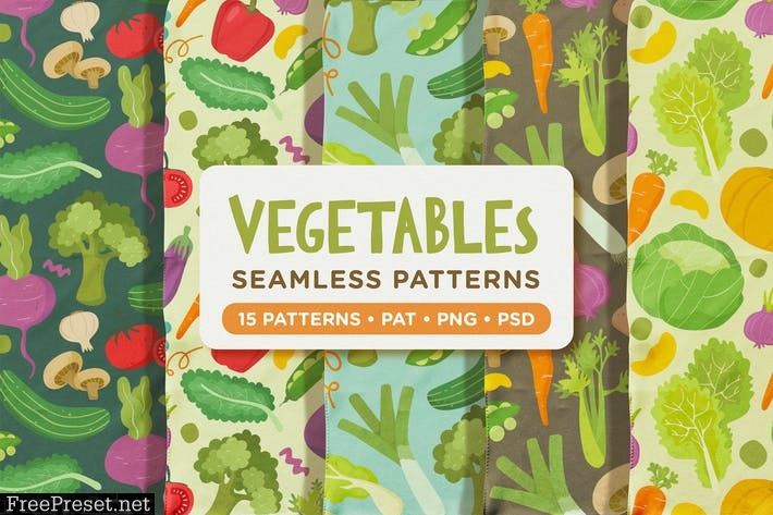 Cute Fresh Vegetables Seamless Patterns 2EST6AP