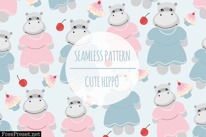 Cute Hippo – Seamless Pattern ETAVUCY