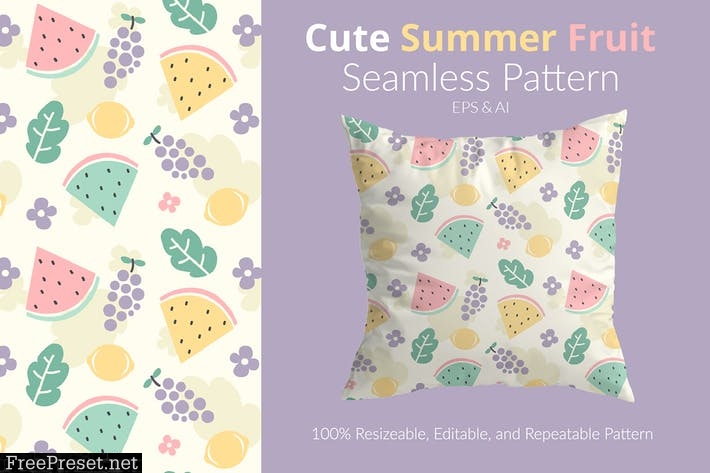 Cute Summer Fruit Pattern Q2V7JB5